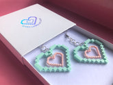 Mint Pixel Heart Earrings / Cara Lowe